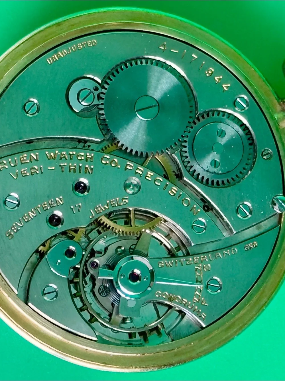 Vintage Gruen Veri-Thin Precision 17 Jewel Pocket Watch 10K GF Runs Original Box